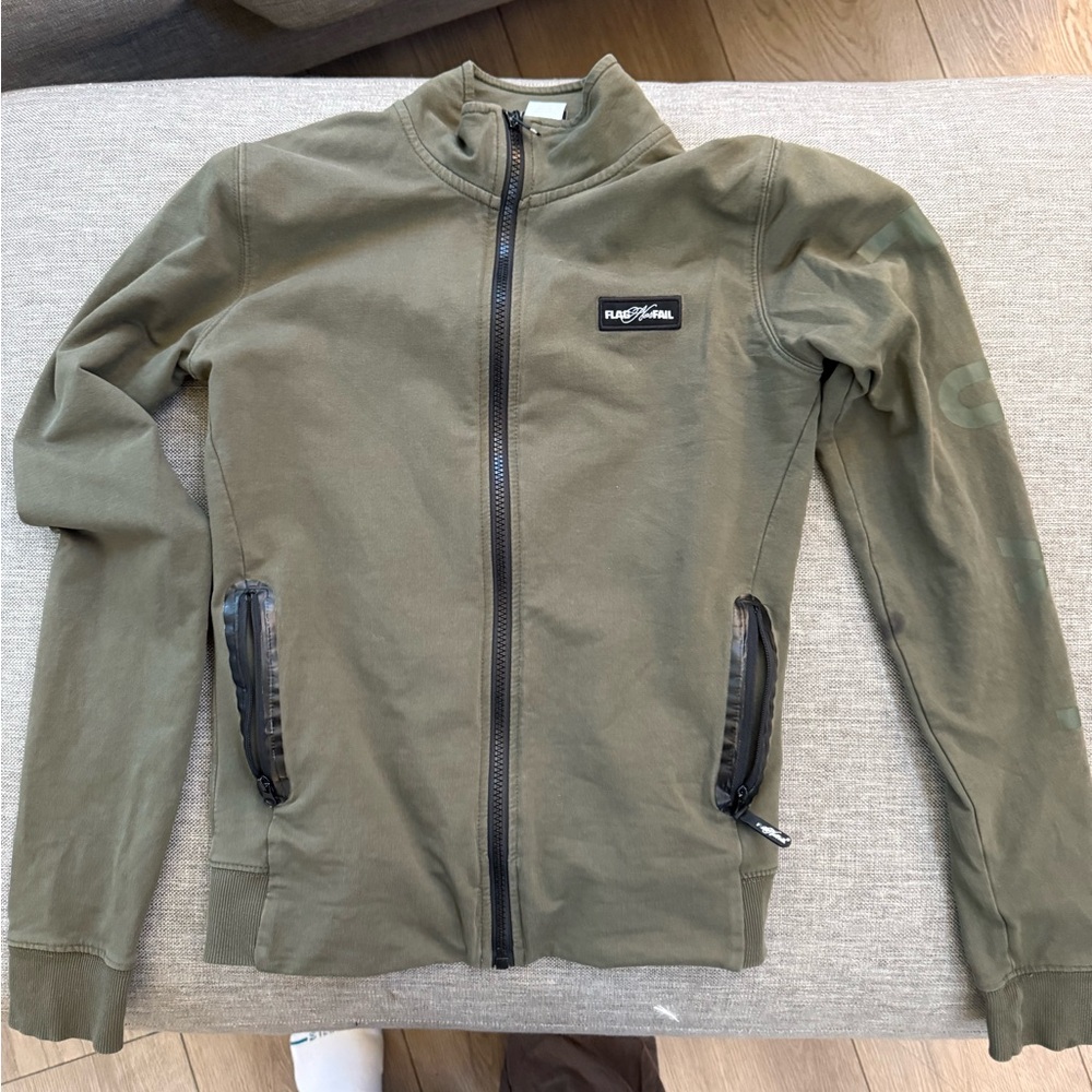 Flag Nor Fail Olive Zip-Up Jacket